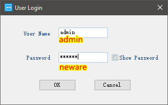 use admin and neware to login